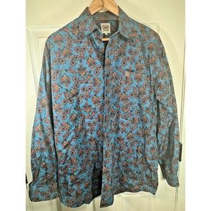 Cinch Paisley Blue Long Sleeve Button Up Size Medium Mens